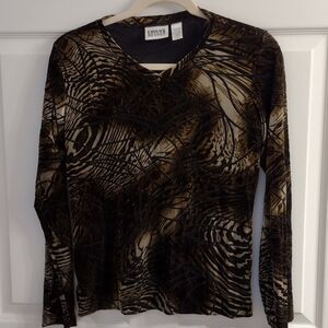 Animal Print Velvet Burnout Top Size Small Chico's Size 0
